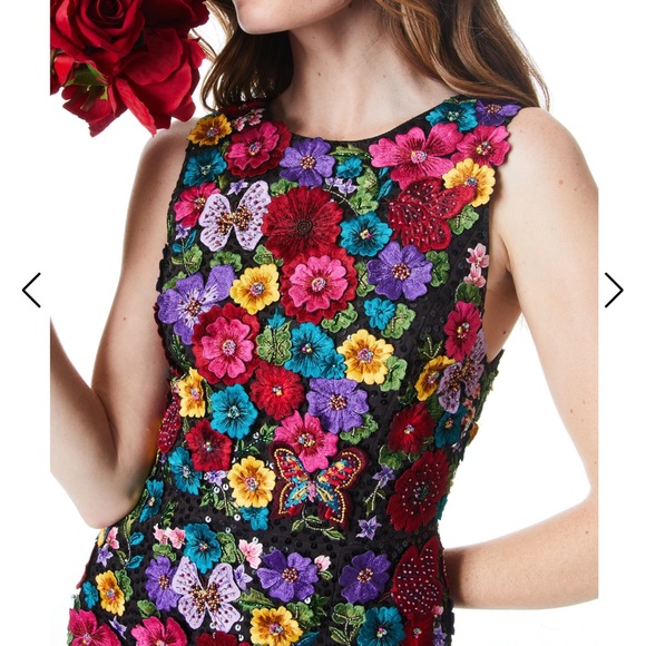 Alice and Olivia LINDSEY EMBROIDERED POUF DRESS size 4 dress - Picture 3 of 3